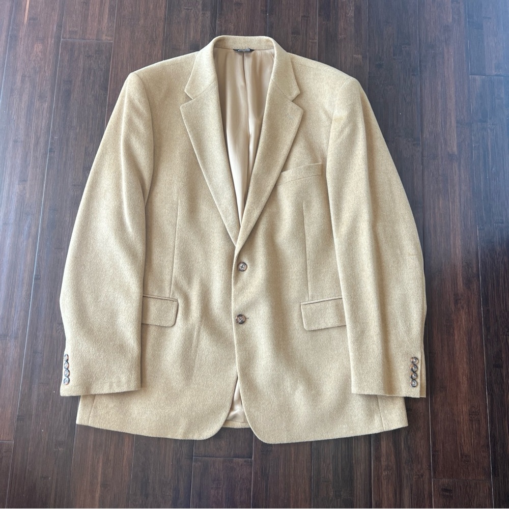 Beautiful Men’s 100% Camel Hair Blazer Jacket 2 Button 46L Fully Lined Classic!